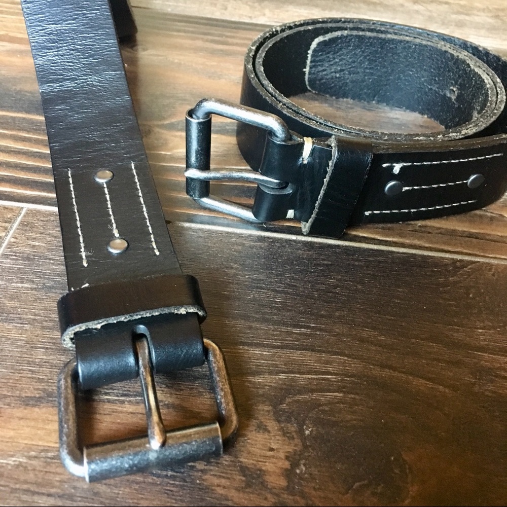 Lands End leather grain belts (2)